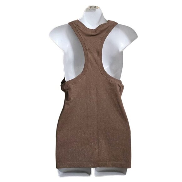 Athleta Momentum Seamless Racer Tank Top In Rustic Beige Shimmer Sz XL - Picture 5 of 10